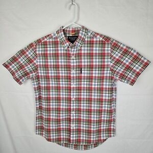 Abercrombie & Fitch Mens Button Down Shirt Size‎ M Red Plaid Short Sleeve Preppy